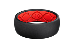 Solid Midnight Black & Raspberry Red Ring