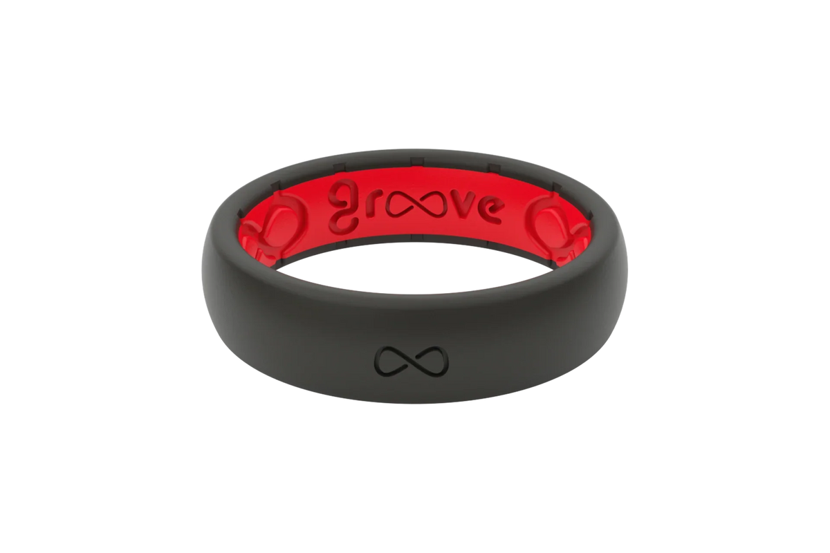 Solid Midnight Black & Raspberry Red Thin Ring